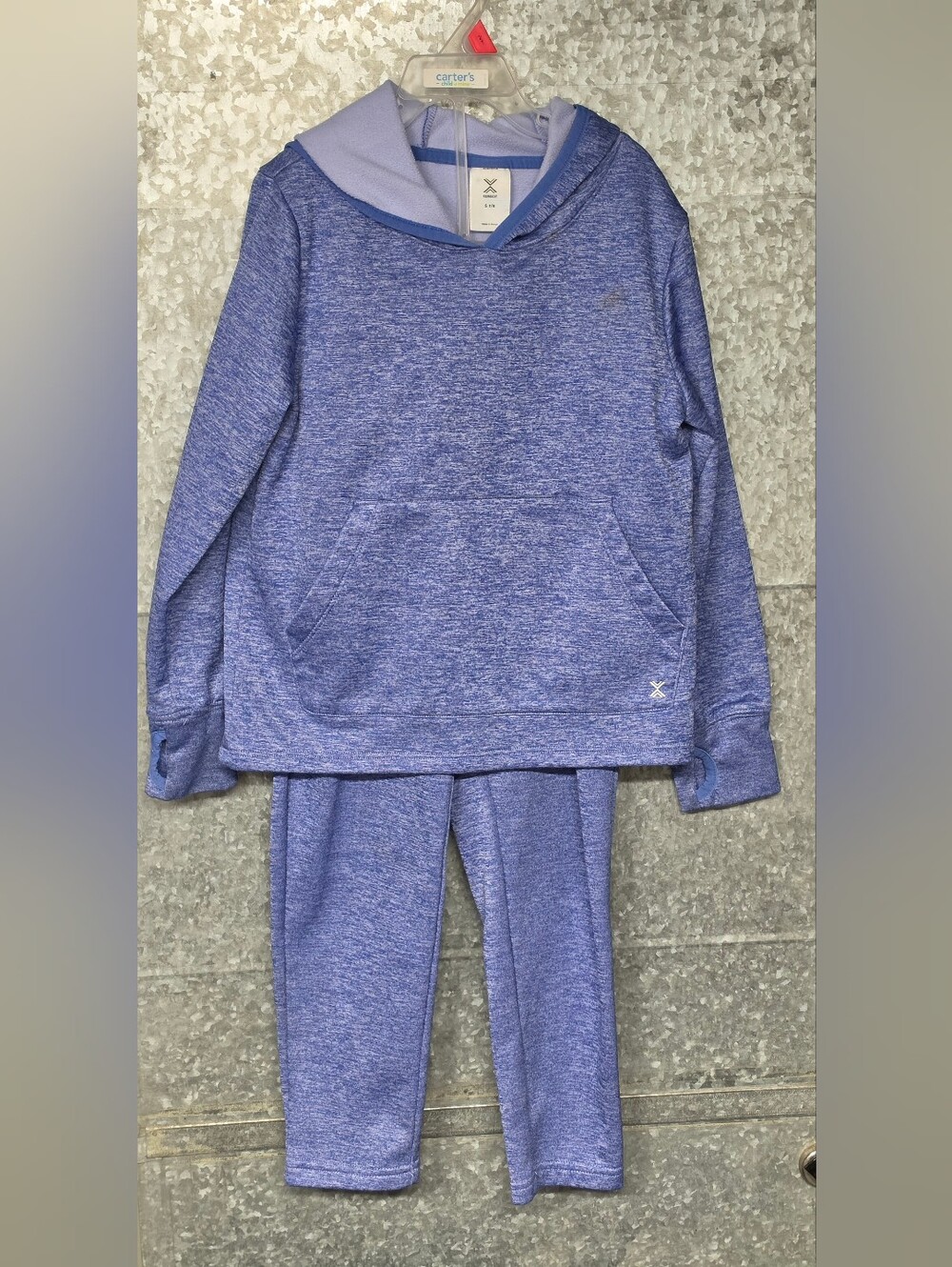 Xersion Blue Heather 2 Pc Hooded Fleece Hoodie & Pants Set Girls 7 - 2022